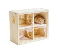 Hamster House, Double Enrichment Level with Multiple Compartments - Gerbil Hut Animal Enrichment Habitat - for Small Animals Rabbit Chinchilla Hedgehog Sugar Glider House