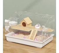 Hamster House Hedgehog Cage, Hamster Cage with Accessories, Running Wheel & Hideout, 360° Easy to Observe and Feed Clear Pet Mice House(A-47 * 30 * 30cm)