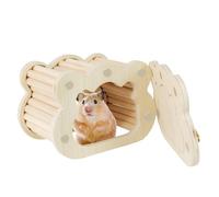 Hamster House - Pine + Hardware 15.5x11x10.5 Cm | Hamster Hideout1 | Hiding Place For Small Pets To Rest, Sleep, And With Safe Sturdy Design Providing Comfort And Entertainment For Hamsters, Gerbi