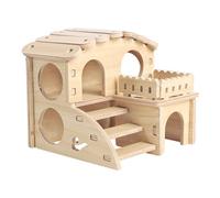 Hamster House - Wooden Hamster pllattform, Hamster House | Multi Purpose Wooden Hamster Hut, Non Irritating Guinea House, Multi Chamber Exploration Toy Cage Accessories for Small Animals