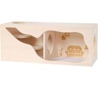 Hamster House Wooden Hideout Chamber - Tunnel Exploring Toy for Syrian Hamsters - Secret Peep Shed