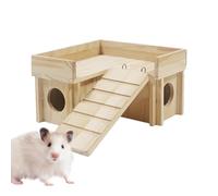 Hamster Houses and , Wooden Hamster - Small Wooden Hamster Maze | Durable, Environmentally Friendly, Fun Hamster Hut with Fun Climbing Ladder Slide, Secret Peep-S