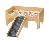 Hamster Houses & Hideouts - Rodent Animal Cage Made of Solid Wood - 2 Tier Animal Hideout with Stairs for Hamsters, Hedgehogs, Guinea Pigs & Rabbits as an Activity and Play House