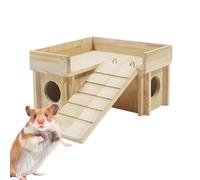 Hamster Hut Wood, Wooden Chamber-Maze Hamster, Durable, Eco-Friendly, Entertaining Hut With Funny Climbing Ladder Slide, Secret Peep Shed For Dwarf Gerbil Mouse Mice