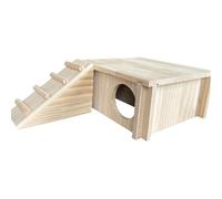 Hamster Hut, Wooden Double-Decker Hut, Cage Accessories with Climbing Ladder, Small Pets Habitats Decor for Dwarf Gerbils Mice