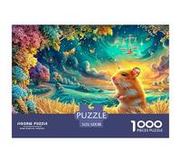 Hamster in Wheat, Colorful Sky & Libra Scale 1000-Piece Jigsaw Puzzle Cute Guinea Pig Ideal for Men, Women, Kids & Elders 52x38cm/1000pcs