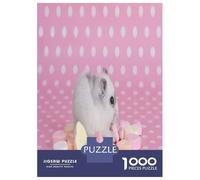 Hamster Jigsaw Puzzle for Adults 1000 Piece Jigsaw Puzzle Pink Background Puzzle Game for Family Relaxation Home Decor Great Gift 52x38cm/1000pcs