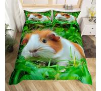 Hamster King Size Duvet Cover Sets Cute Pets Bedding Set 3D Print Quilt Cover 230x220 cm Soft Microfiber Lightweight with Zipper Closure and 2 Pillowcases e-2201