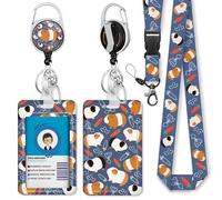 Hamster Lanyards for Id Badges, ID Badge Holder with Breakaway Lanyard, Guinea Pig Cute Badge Lanyard with Retractable Badge Reel Clip, Women Teacher Doctor Office
