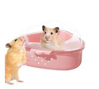 Hamster Litter Box | Large Transparent Top Dust Bath Container | Pet Bathtub for Grooming Cleaning Hiding Sleeping Playing Exploring Bathroom Lemming Gerbil