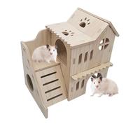 Hamster Maze House, Pig Castle - Two Tier Gerbil Hut with Ladder - Enlarged Wooden Small Animal Activity Toy for Pigs, Dwarf Mice