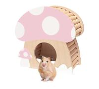 Hamster Mini House, Mushroom-Shaped Wood Hide Home for Dwarf Hamsters, Rat, Gerbils, Syrian, Mice, Small Animals Hideout Habitat Hut, Wooden Hamster Hideaway Toys, Indoor Cave Cage Accessories