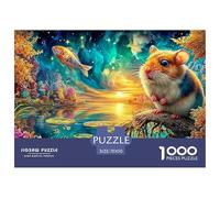 Hamster on A Branch, with A Flying Fish And Starry Sunset 1000-Piece Jigsaw Puzzle Cute Guinea Pig - Brain Training for Adults & Kids 70x50cm/1000pcs