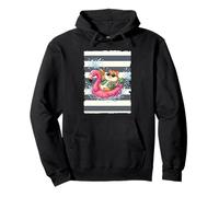 Hamster on a floating flamingo Pullover Hoodie