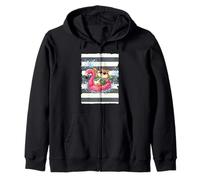 Hamster on a floating flamingo Zip Hoodie