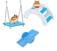 Hamster Play Toys,3 PCS Climb and Play Toy Rainbow Bridge & Seesaw & Swing Hamster Chew Toys DIY Lovely Hamster Cage Accessories Exercise Fitness Toys for Hamster for Small Pets