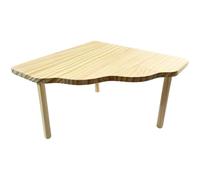 Hamster Play Wooden Platform, Triangle Shape Pine Wood Table with 3 Legs, 8.6 x 8.6 x 5 in Elevated Stand for Small Pets, Natural Wood Grain, Corner Fit, Simple Install