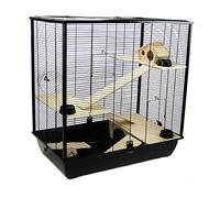 Little Friends Plaza Tall Rat and Hamster Cage with Three Floors, 78 x 48 x 80 cm, Black