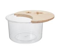 Hamster Sand Bath Box with Observation Window, round Khaki Abs Wood