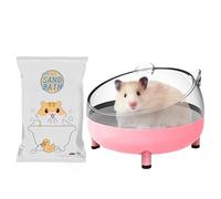Hamster Sand Bath Container + 1.1 lbs Bathsand, Large Sandbox Toilet Gerbil Batheoom, Tiny Chinchilla Dust Bathtub Sand Bath Box for Hamster Cage Accessories 6.5 Inch (Surprise Box, Colours Vary)