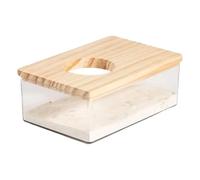 Hamster Sand Bath Container - 4x6x3 Inch Transparent Spill-Proof Stable Washable Litter Box, Small Animal Accessories