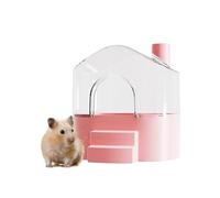 Hamster Sand Bath Container Box Large Space Hamster Bathtub Digging Sand Container for Pygmy, Chinchilla, Rats, Mice, Gerbils, Other Small Animal (Pink)