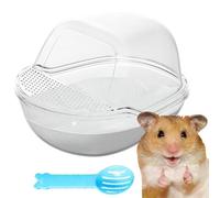 Hamster Sand Bath Container, Large Transparent Pet Shower Room, Small Animal Toilet with Scoop Set, Necessary Cage Accessory for Hamsters, Gerbils, and Other Tiny Pets