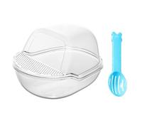 Hamster Sand Bath Container, Large Transparent Shower Room, Small Pet Toilet with Scoop Set, 5.12x4.13in Portable Bathing House, Cage Accessory for Hamsters, Small Animals