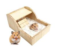 Hamster Sand Bath Container - Natural Wood with Ladder, Transparent Hamster Bathtub, Large Dust Bath Box, Grave Pot for Gerbils, Roborovski Winter White Care, Pet Hygiene and Playing Comfort Gabbia