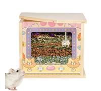 Hamster Sand Box - 19x15x16cm Visible Shelter, Acrylic Wooden Cage Accessory, Small Pet Bath House with Climbing and Hiding Area | Play Habitat for Lemming, Hedgehog, Chinchilla, Mouse