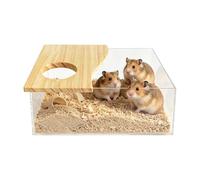 Hamster Sand Box | Acrylic Wood Clear Container - Hamster Dust Bath | for Playground Bathing Cleaning Gerbil Toilet Home Playing Exploring Hiding Sleeping