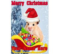Hamster Santa Sleigh nnc225 Humorous Christmas Xmas Card A5 Personalised Greeting Cards POSTED BY US GIFTS FOR ALL 2016 FROM DERBYSHIRE UK