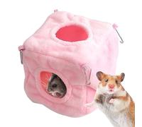 Hamster Square Nest - Comfortable Small Pet Bed, Safe Hamster Hideouts | Cozy Square Flying Squirrel Hamster House, Warm Cotton Nest Plush Sleeping Area With Dangling Rings For Hamsters Guinea