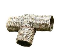 Hamster Straw Nest Toy with Three Hole Design, Hand Woven | Natural Alfa Straw Build, Multiple Openings, for Burrow Style Play in Cage Setups, Rats