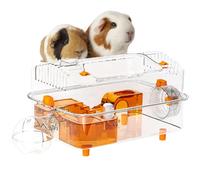 Hamster Tank - Habitat for Small Animals | Hamster Litter | Bird Shelter | Transparent Decorative Habitat Activity with Dispenser and Wheel to Hide the Playing Rabbit