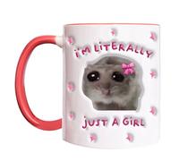 hamster tea cup, sad hamster mug - ceramic animal tea cup 350ml - literally just a cute girl ceramic drinking cup for wine, hot cocoa, la