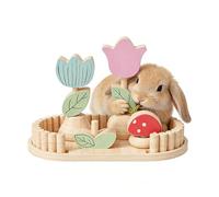 Hamster Toy - Garden Theme Chew, Wooden Bunny Teething Supplies with 3 Sticks, Small Pet Accessory with Natural Wood Texture, Enrichment Toy for Grinding Gerbil Chinchilla Squirrel Cage