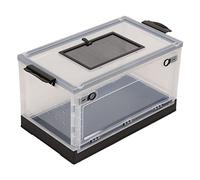 Hamster Transparent Tank Cage 31x32x55cm ABS Large Breathing Habitat - Easy Access Front Door, Stackable Design for Golden Hamster, Chipmunk & Small Pets (Black)