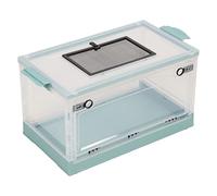 Hamster Transparent Tank Large Breathable Hamster Cage with Front Door Design Bottom Pulley Recess Stacking for Golden Hamster Chipmunk ABS Material 310x320x550mm (Blue)