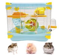 Hamster Travel Cage, Portable Small Animal Habitat - Ventilated Enclosure with Exercise Wheel for Dwarf Hamsters, Mice & Tiny Pets
