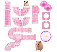 Hamster Tube Kit, IBEQUEM Mouse Tunnel Adventure Outer Tube, Transparent DIY Creative Connections for Pet Cages & Accessories, Hamster Balls for Pet Rats or Other Small Animals (pink)