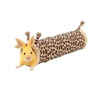 Hamster Tunnel - Foldable Sleeping and Play Area for Small Animals - Warm Giraffe Design Rabbit Tunnel, Accessories for Hedgehogs Ferrets & Cages in the House