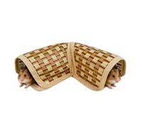 Hamster Tunnel Hideout, Natural Woven Grass Cave, Cooling Bed for Small Animals with Breathable Design for Hamsters Gerbils Rats Chinchillas Hedgehogs Cage Accessories