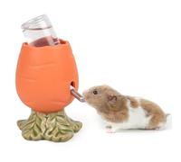 Hamster Water Bottle for Glass Tank, Carrot Ceramic Stand Holder with 80ML Bottle, Chew Proof Gerbil Water Dispenser for Dwarf Syrian Hamster Mice Rat (Orange, 80ML)