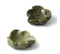 Hamster Water Bottle for Glass Tank, Tree Shape Hamster Hideout Chew Proof Ceramic Food Bowl for Dwarf Syrian Mice Rat 80ML Gerbil Water Dispenser with Stand Holder (Leaf Bowl)