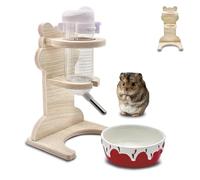 Hamster Water Bottle with Stand, 125 ml Water Bottle and Ceramic Food Bowl | Hamster Stuff Accessories for Dwarf hamsters and Syrian Hamsters