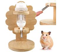 Hamster Water Bottle with Stand, Adjustable Wooden Small Animal Water Dispenser Stand, Free Standing Small Animal Water Bottle, Hamster Water Dispenser with Stand for Small Animals (80ml)