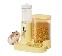 Hamster Waterer and Feeder, Little Pet Automatic Drinking Bottle with Food Container Base, No Drip Drinking Waterer with Food Feeding Bowl for Small Animal Pet Gerbils Hedgehog
