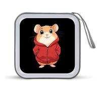 Hamster Wearing A Red Jacket Portable CD Case Holder 48 Capacity Travel DVD Storage Boxs Wallet Bag