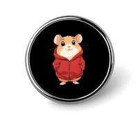 Hamster Wearing A Red Jacket Round Brooch Cute Pin Badges Decoration Jewellery for Men Women Metal Lapel Pins